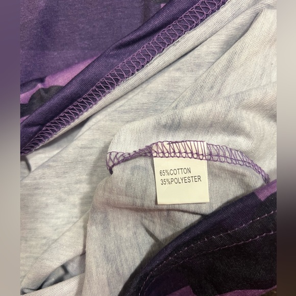 Purple CAMO T-SHIRT DRESS with FLUTTER SLEEVES size SMALL - Picture 10 of 10